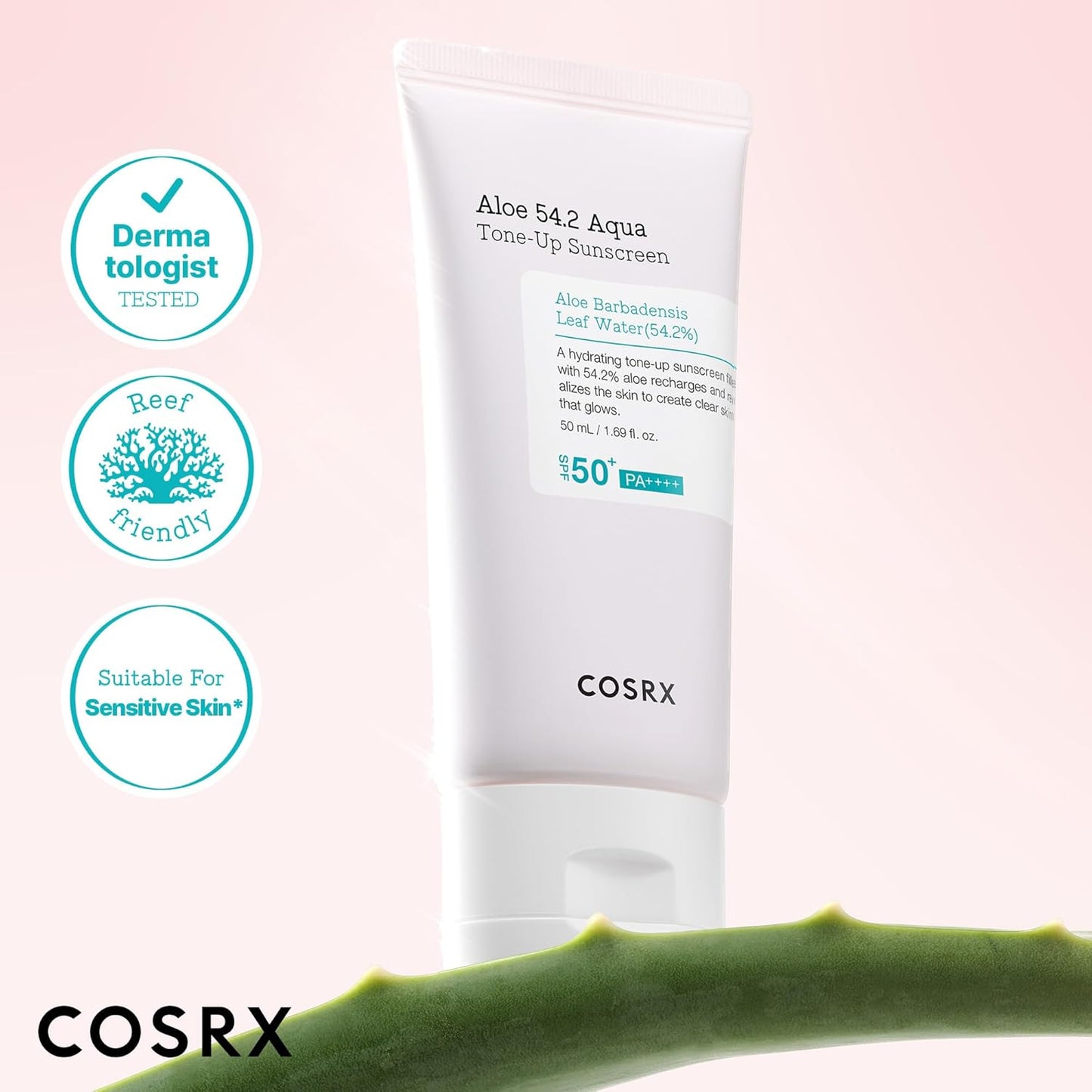 Солнцезащитный крем с 54,2% водой из листьев алоэ SPF 50+ PA++++ от Cosrx