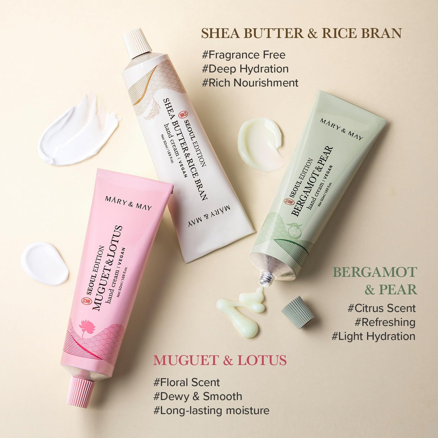 SEOUL EDITION Shea Butter & Rice Bran Hand Cream Trio Set by Mary & May
