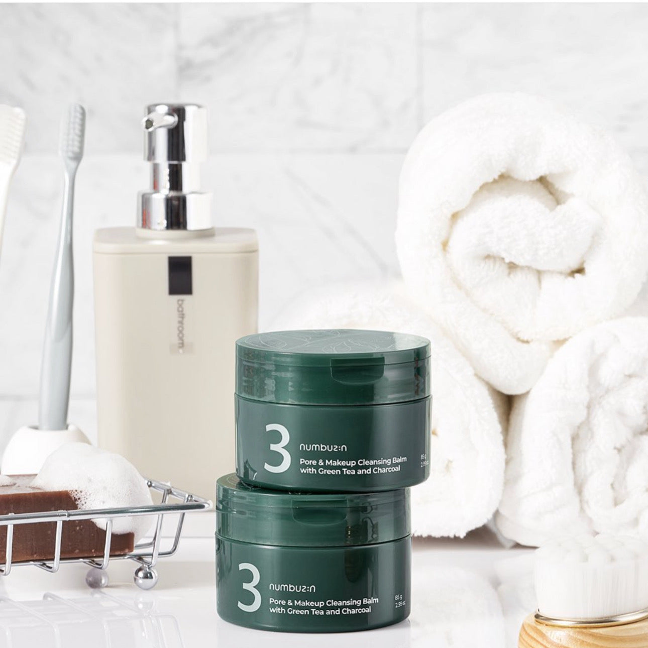 No.3 Pore & make-up cleansing balm with Green Tea & Charcoal by Numbuzin