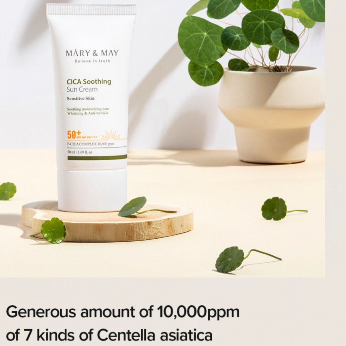 Cica soothing Sun cream for sensitive skin SPF 50+/PA++++ by Mary&May