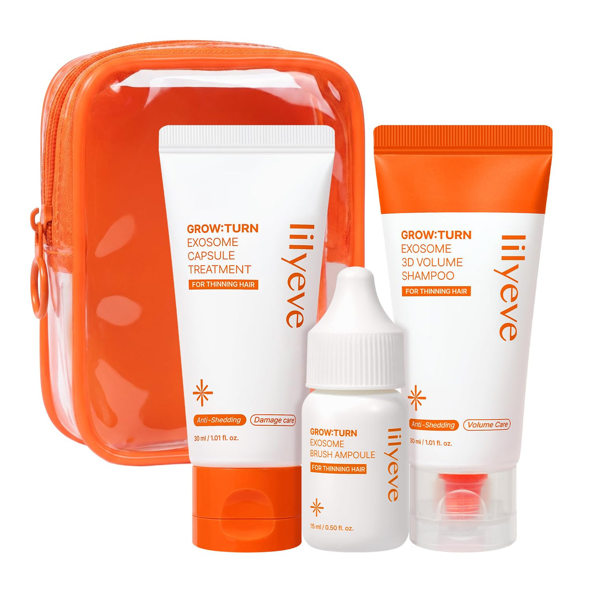 Grow:Turn 3-Step Trial Kit  - Shampoo -  Capsule Treatment - Hair Growth Serum by Lilyeve