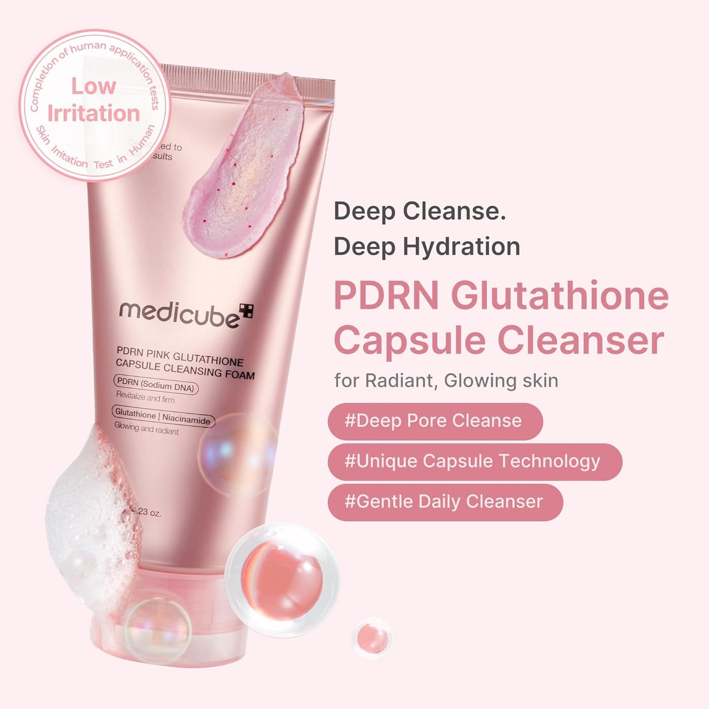 PDRN Pink Glutathione Capsule Cleansing Foam by Medicube