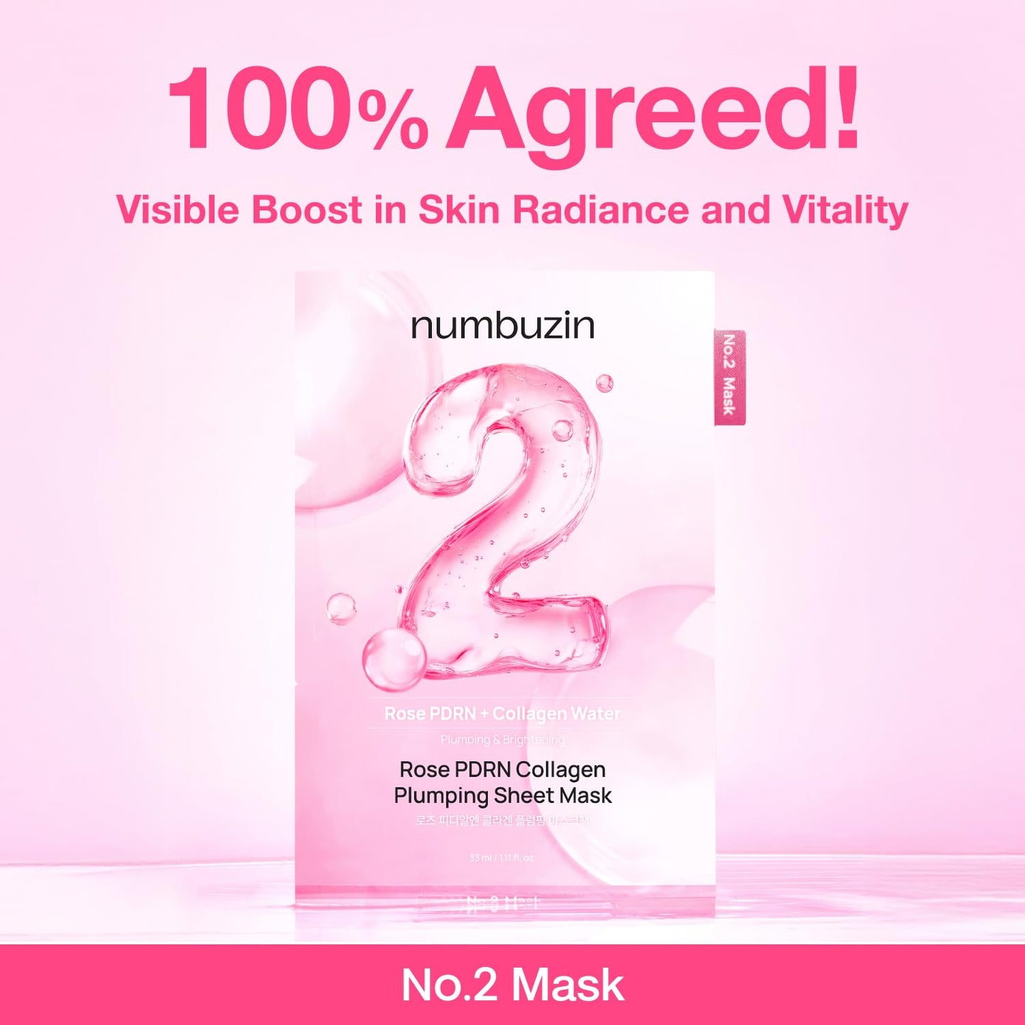 No.2 Rose PDRN Collagen Plumping Sheet Mask της Numbuzin