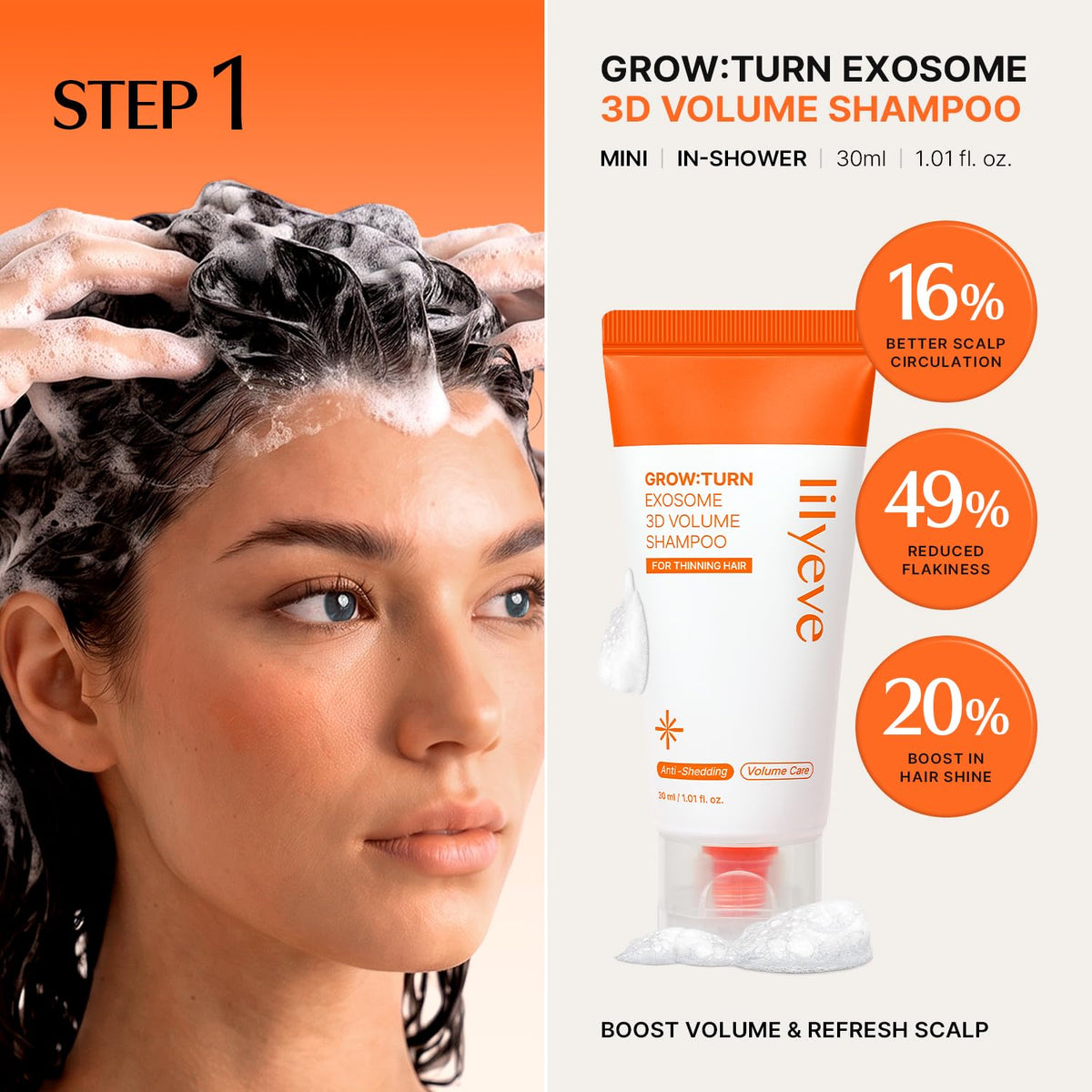 Grow:Turn 3-Step Trial Kit  - Shampoo -  Capsule Treatment - Hair Growth Serum by Lilyeve