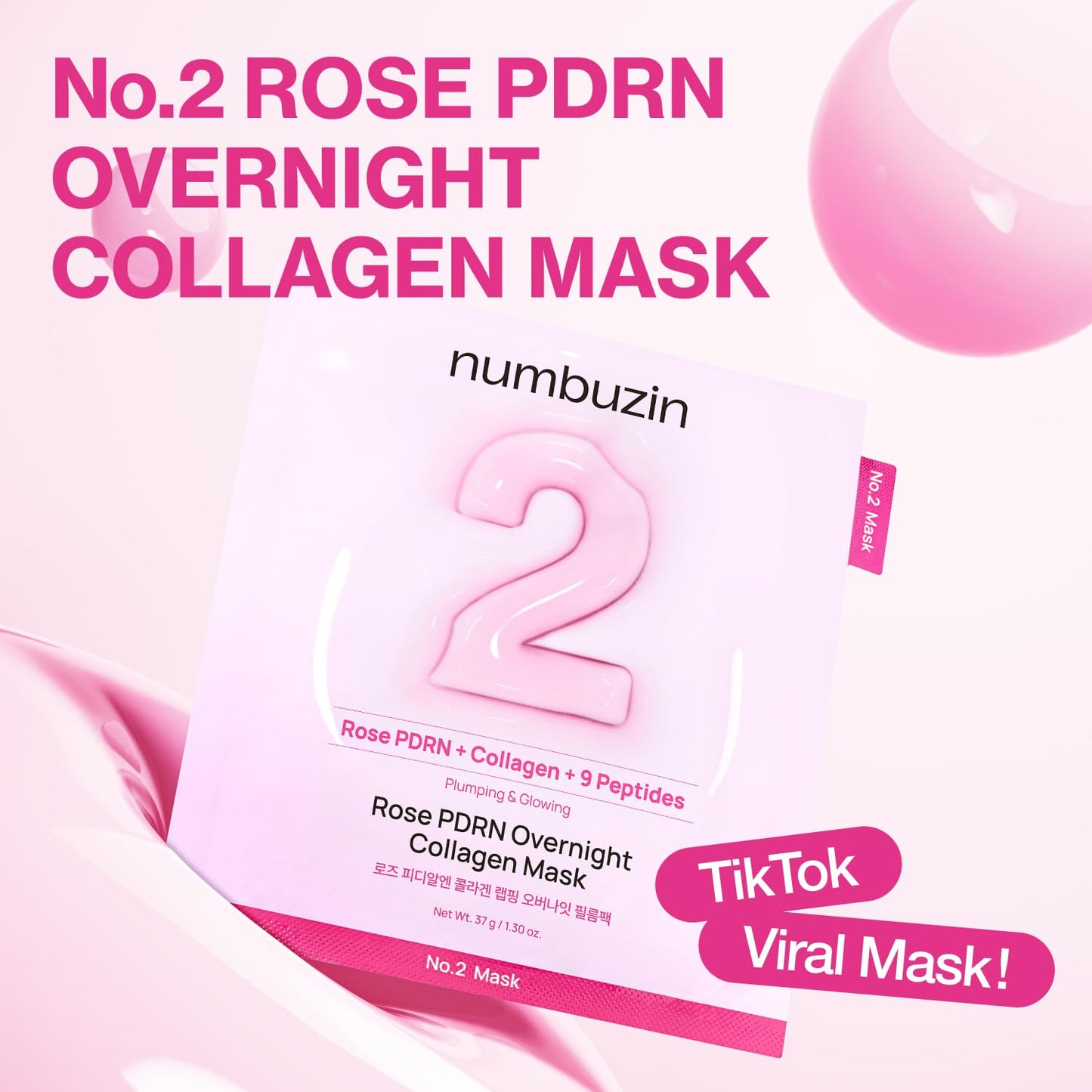 No.2 Rose PDRN Overnight Collagen Mask by Numbuzin