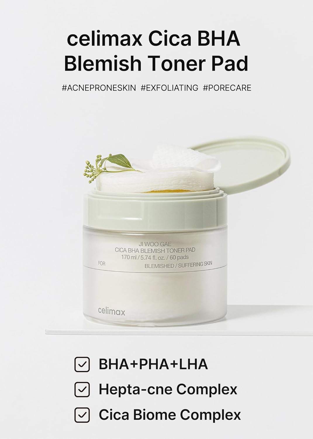 Ji Woo Gae Cica BHA Blemish Toner Pad by Celimax