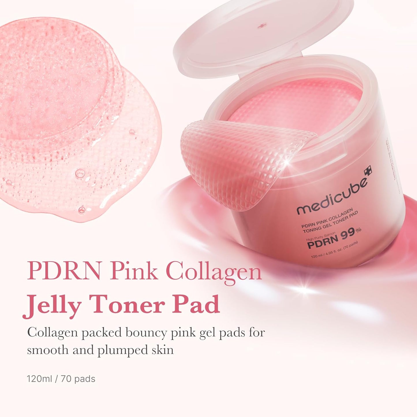 Medicube PDRN Pink Collagen toner pads hydrating firming Korean skincare for glowing skin