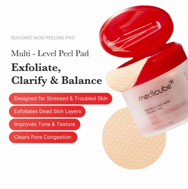 Red Succinic Acid Peeling Pad by Medicube