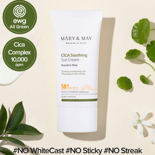 Успокаивающий солнцезащитный крем с Центеллой для чувствительной кожи SPF 50+/PA++++ от Mary&May 